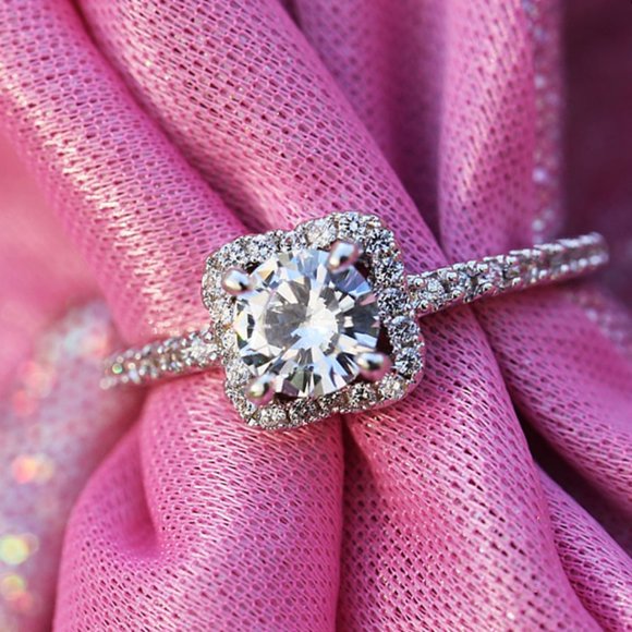 💥 Dainty Pure Round Zircon Square Dazzling Thin Rings for Women, EVGG1577 - Picture 1 of 7